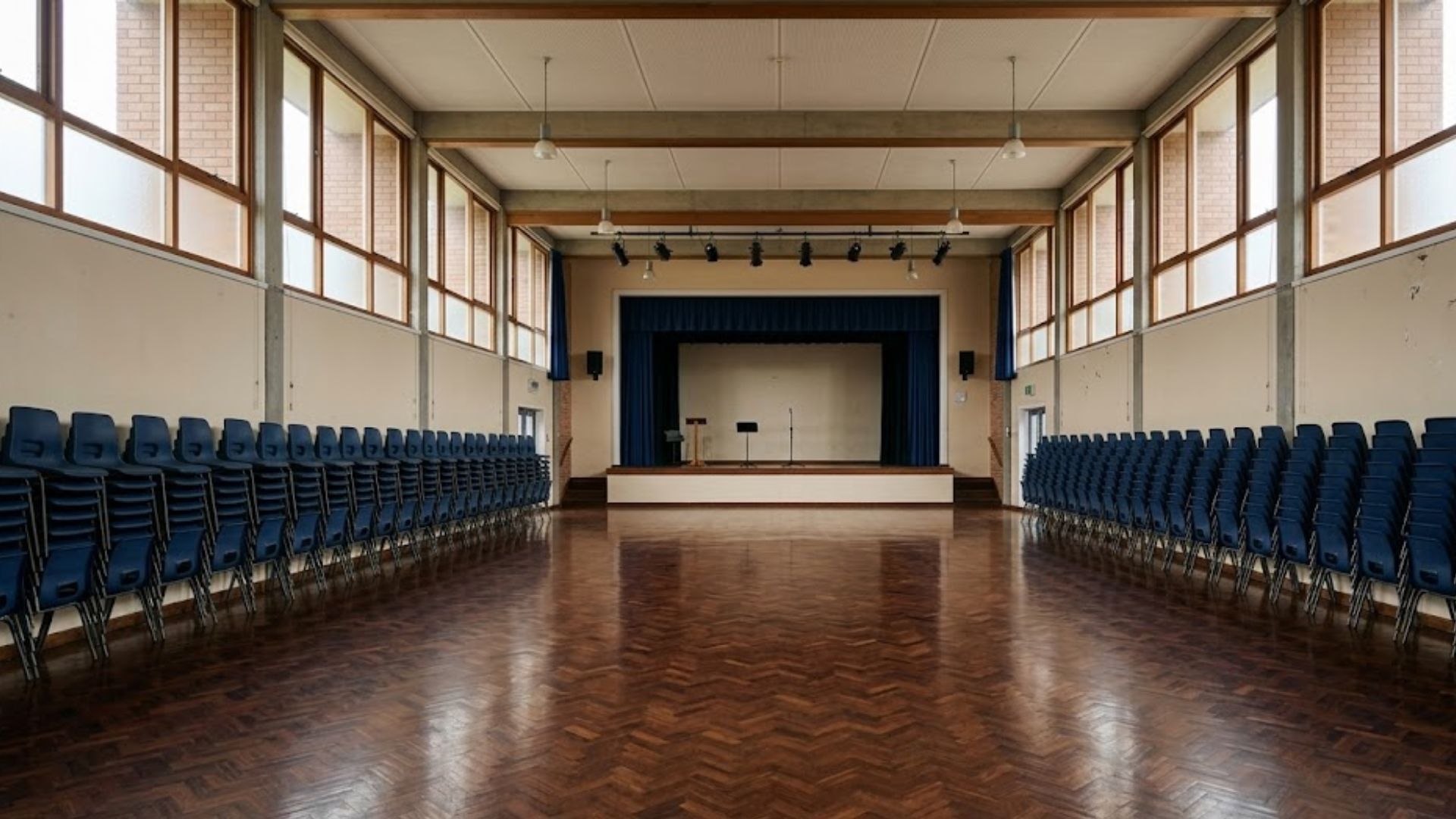 School gymnasium floor scrubbed and buffed — Frankston secondary college Melbourne